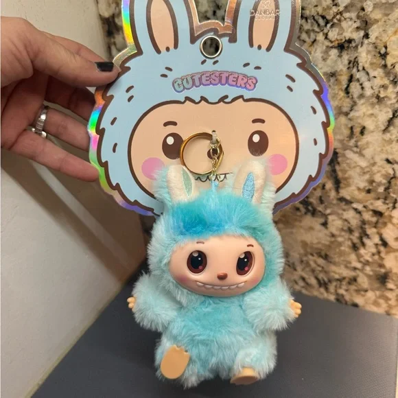 NWT Cutester Blue Ombre Fuzzy Plush Keychain by - Picture 2 of 6